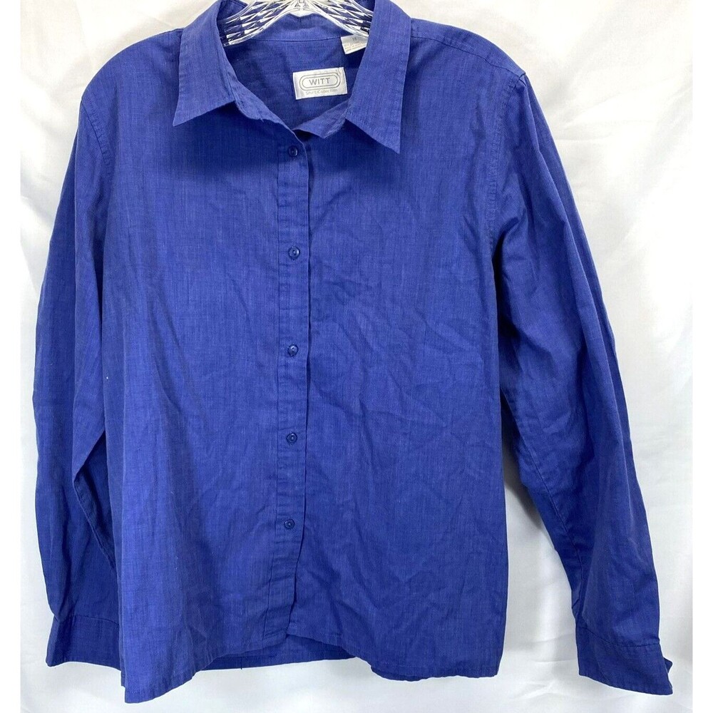 Witt Women's Blue Long Sleeve Button Up Collared Shirt Size 14
